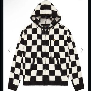 Teddy Fresh Black and White Checkered Zip Hoodie